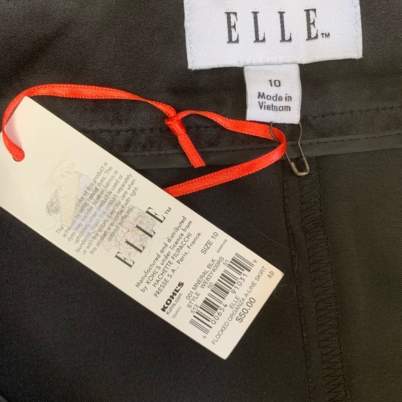 ELLE SZ 10 Swing skirt black w Bow pok a dot outer transparent lining NWT - Picture 7 of 9